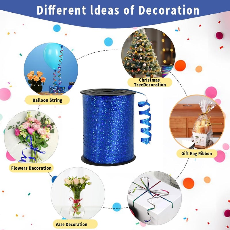 WFAUIBR 500 Yards Blue PVC Curling Ribbon, 5mm Width, Perfect for Gift Wrapping, Parties, Crafts and Celebrations - Image 5